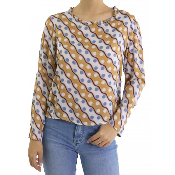 Blusa girocollo fantasia 
